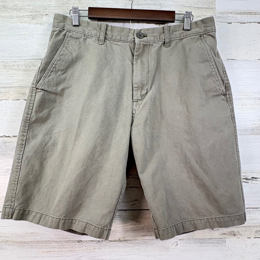 Eddie Bauer Legend Wash Chino Shorts 34 Green Olive‎ Cotton Twill 10in inseam